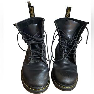 Dr Martens Docs 1460 Combat Boots Pascal Leather Women’s US Size 8 Black 16 Eye